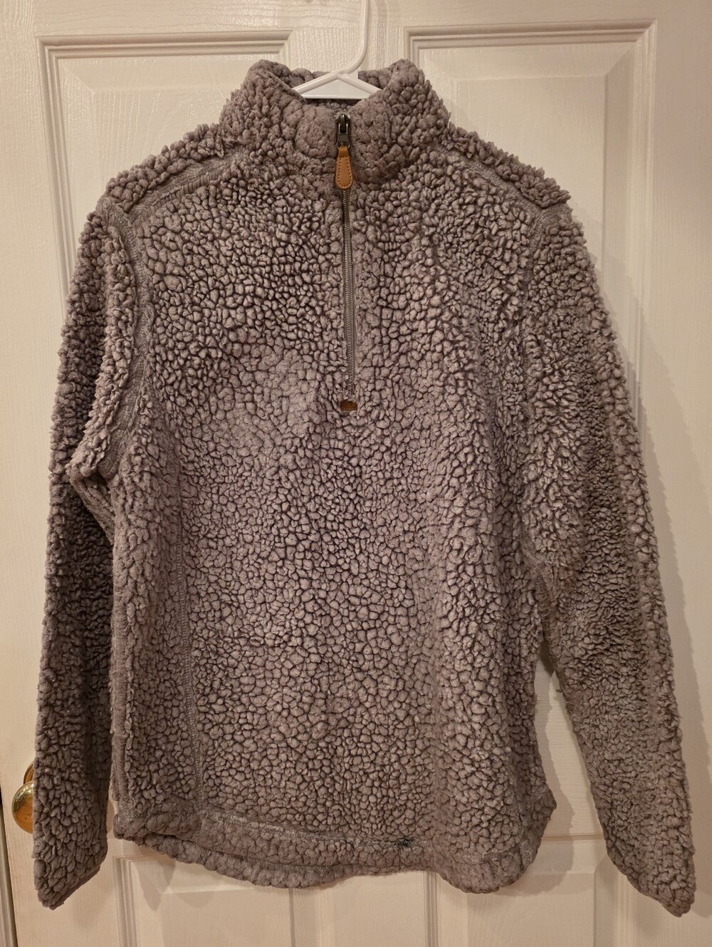 Sinoky Southern Cozy Sherpa Half-Zip Pullover in  Light grey